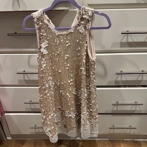 RACHEL Rachel Roy Cream Top with Gold Sequins